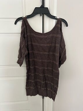 Gently used Express Brown Lightweight Striped Knit Top
